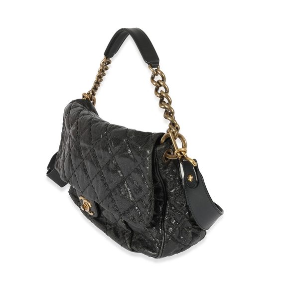 Chanel Black Crumpled Calfskin Medium Coco Pleats Messenger - Picture 2 of 7